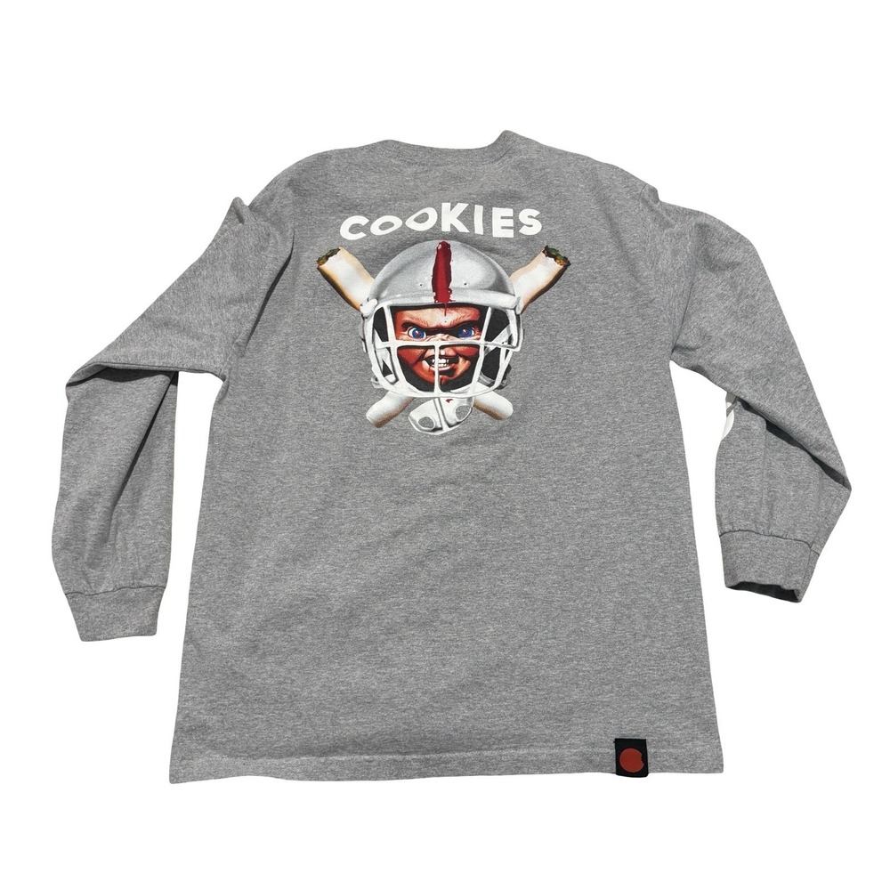 Cookies x Chucky Men's Long Sleeve Shirt Gray Size Large 21 x 28